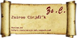 Zsiros Cirjék névjegykártya